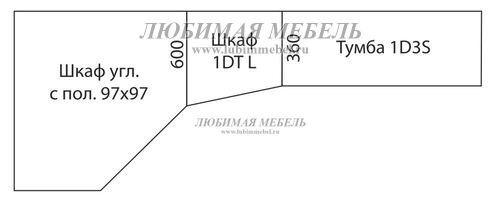 Шкаф угловой Оливия с полками 97х97 вудлайн крем/дуб анкона (фото, вид 4)