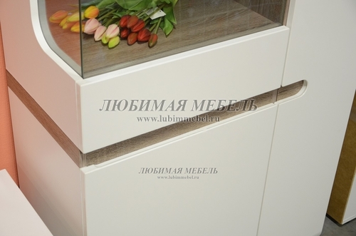 Шкаф с витриной Линате 3D-1S/TYP 32 белый/сонома трюфель (фото, вид 5)