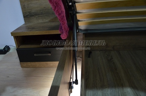 Кровать Джаггер 160 с подъемником дуб монастырский /черный (фото, вид 2)