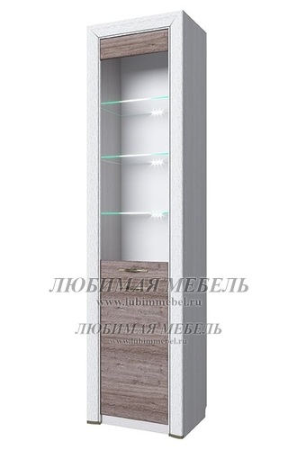 Шкаф-витрина Оливия 1V1D вудлайн крем/дуб анкона (фото)
